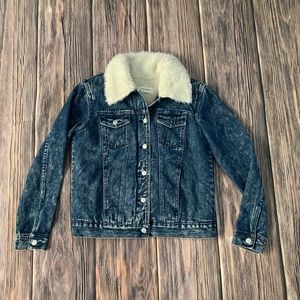 PACSUN Demin Jacket With Faux Fur
